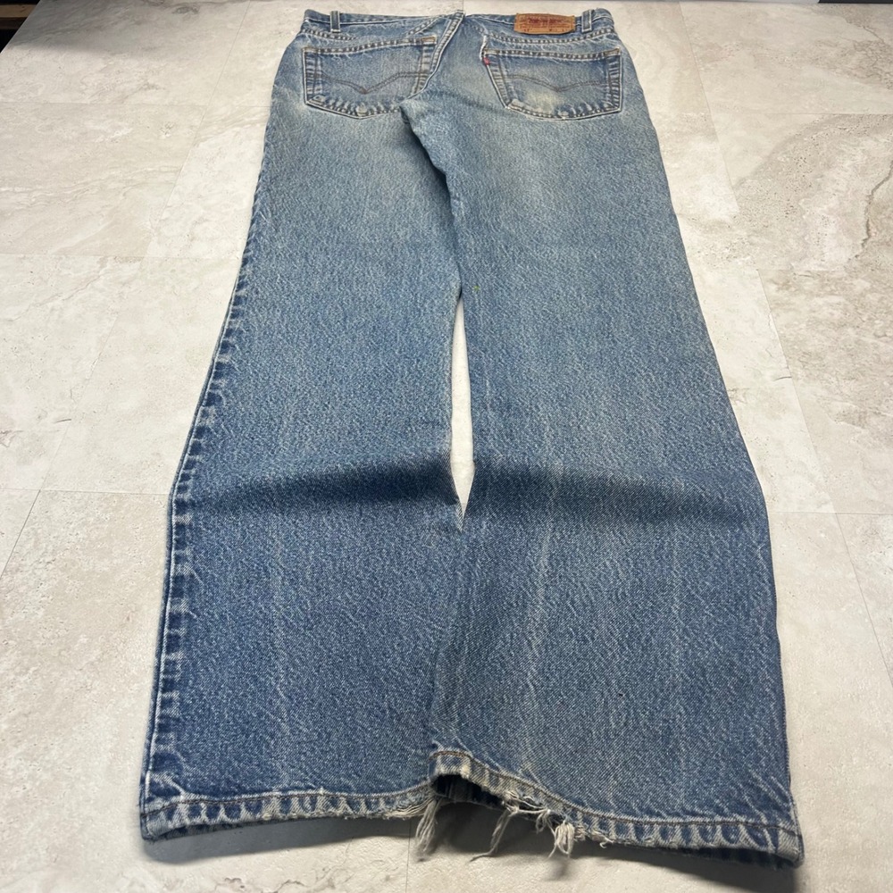 Levi's 517 Bootcut Jeans Blue Mens 33x34 90s Vintage Distressed Denim Repair